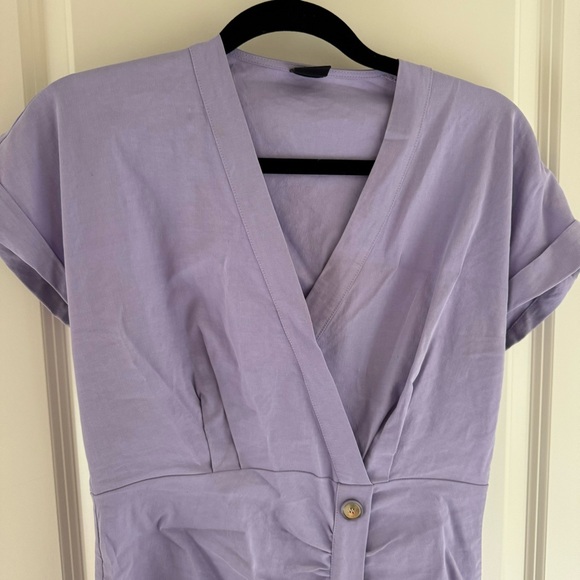Pinko Lavender Purple Short Sleeve Asymmetric Button Front Dress | M - Picture 4 of 11